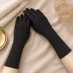 Black Modesty Hijab Gloves front view