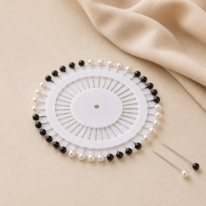Black and white pinwheel clip for hijab and hair styling by hayahue