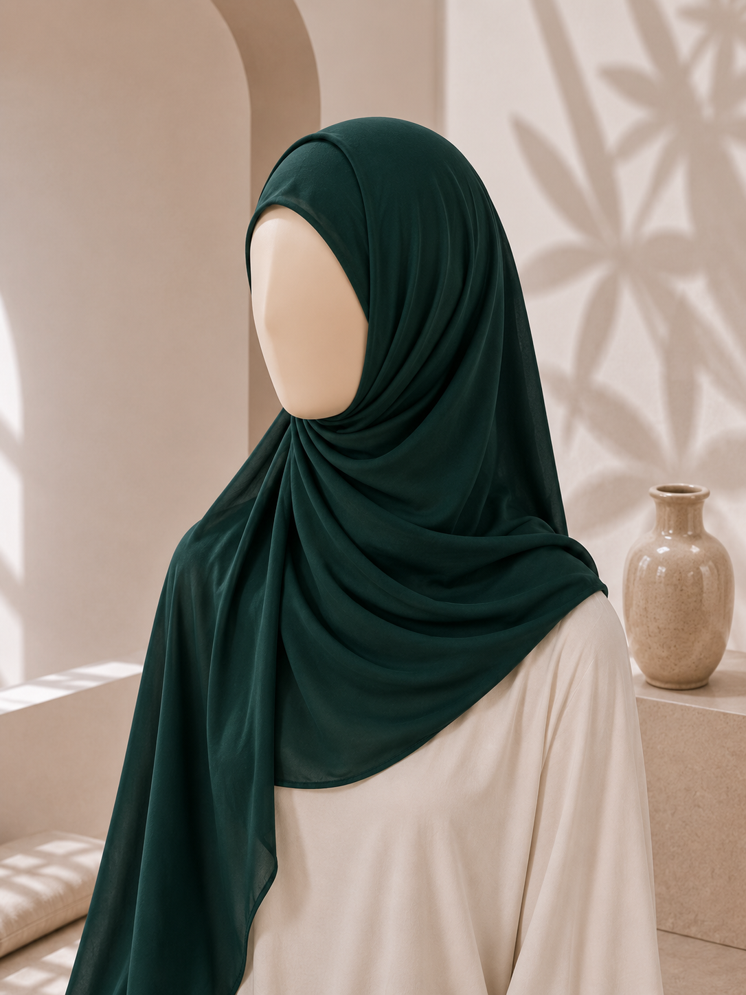 Bottle Green Georgette Hijab by hayahue