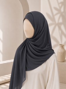 Charcoal Grey Georgette Hijab for women in Pakistan by haya&hue