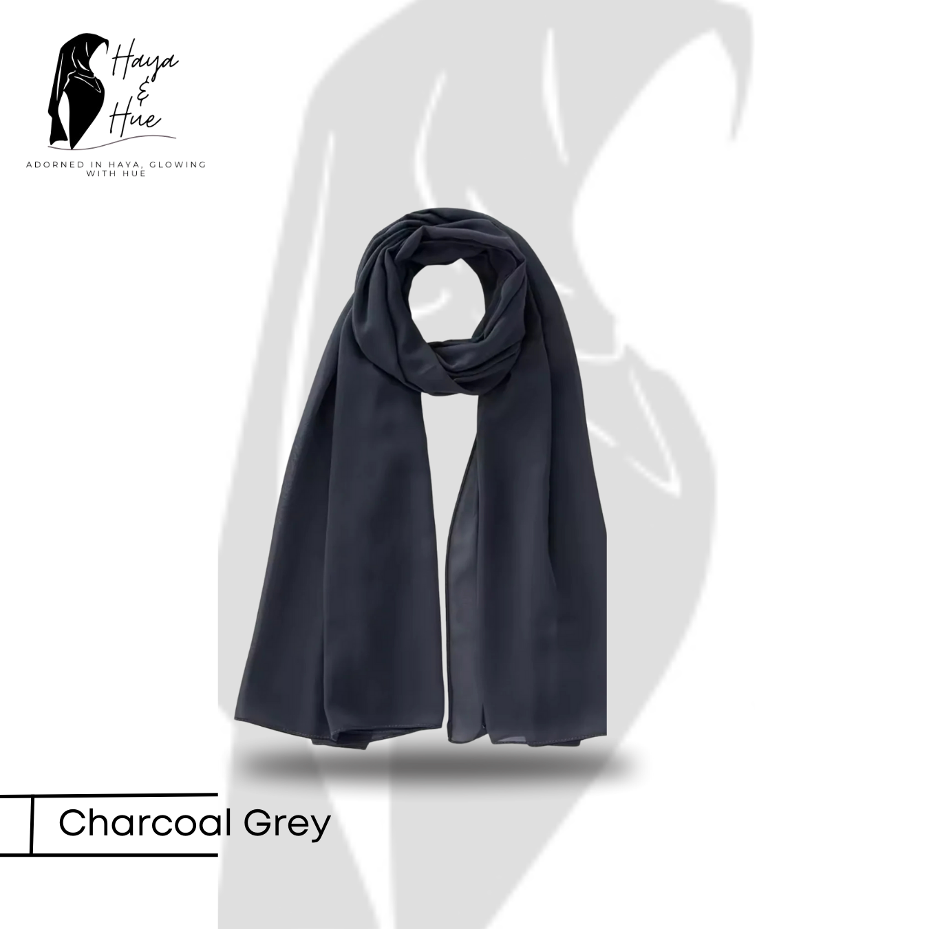 Premium Charcoal Grey Georgette Hijab - Image 2