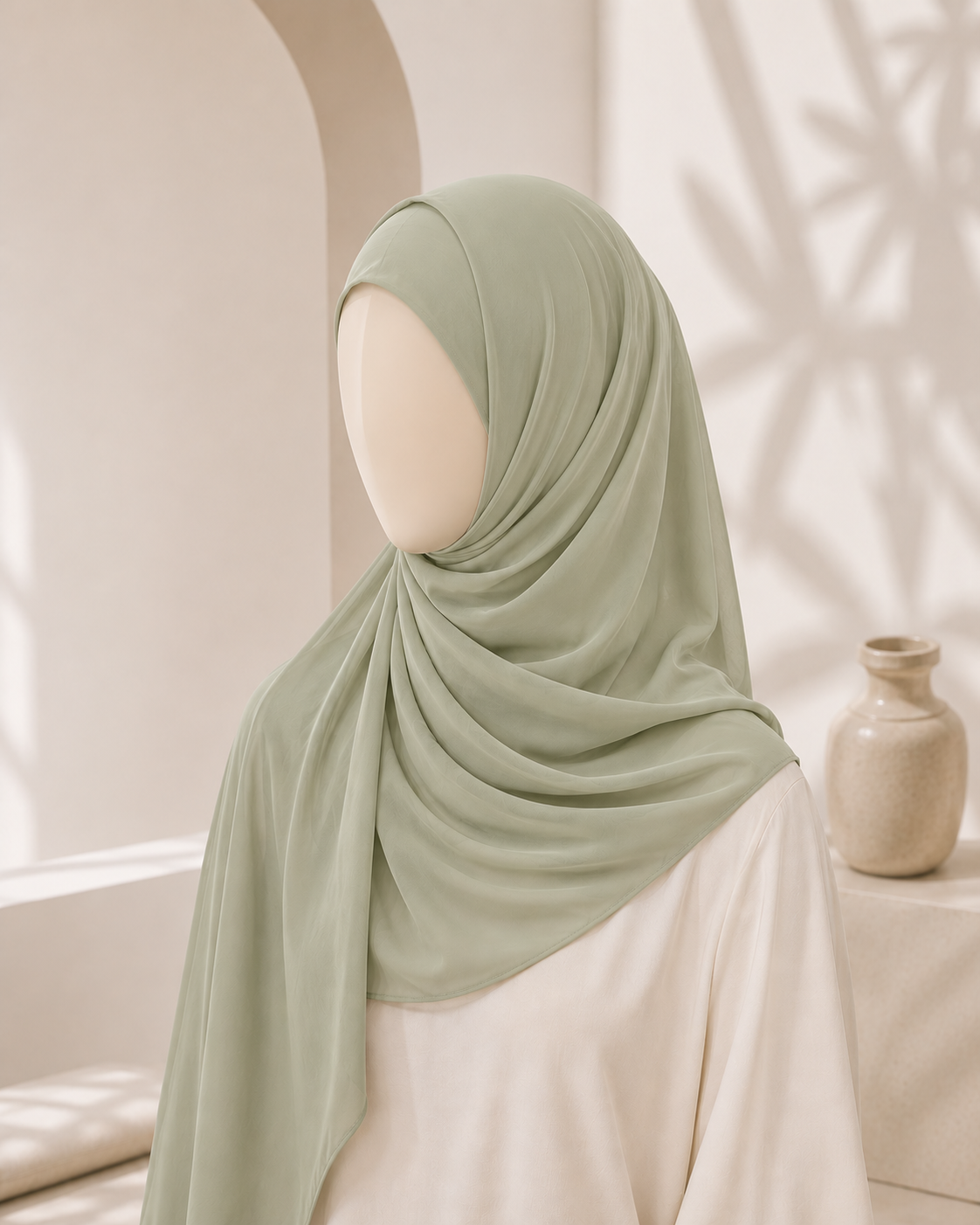 Pistachio Georgette Hijab for women in Pakistan by hayahue