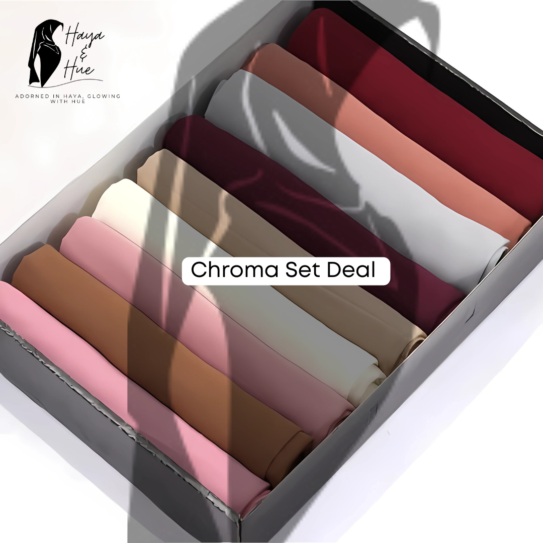 Chroma Silk Deal premium silk hijab bundle flat lay