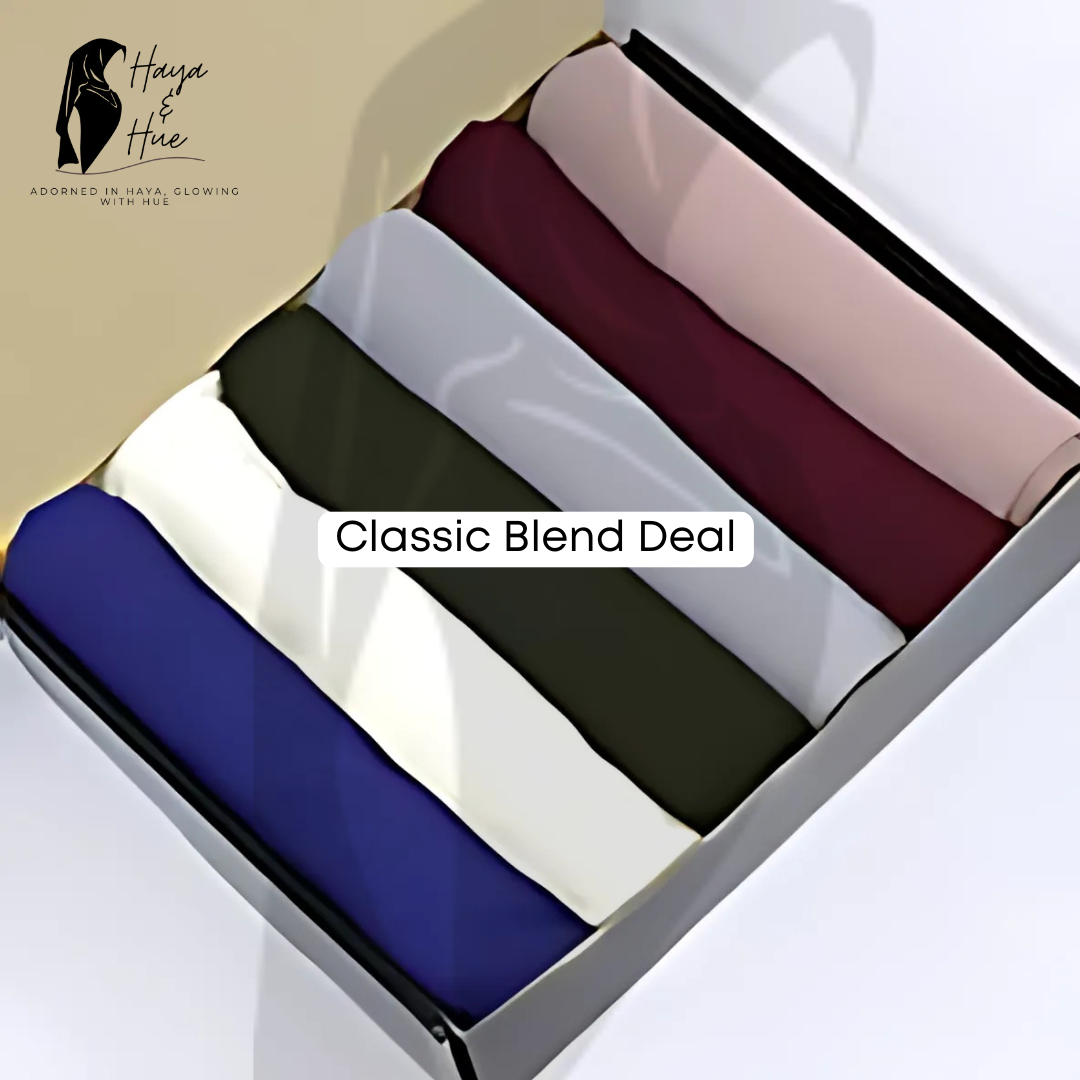 Classic Blend Deal 6-color hijab set flat lay