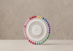 Hijab pin wheel organizer showing mixed color pins for everyday use