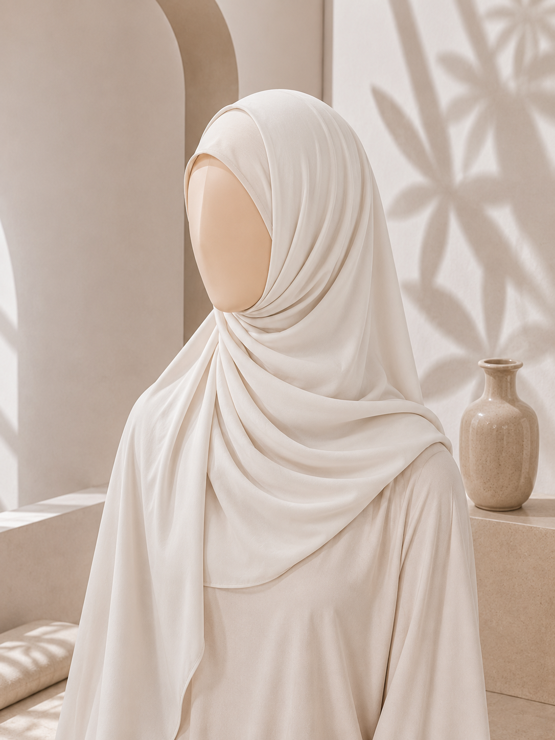 Ivory Georgette Hijab for women in Pakistan