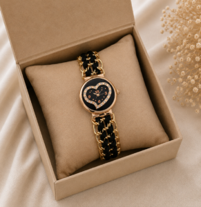 Luxury Heart Black Bracelet Watch product photo 1