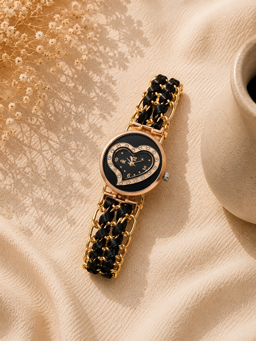 Luxury Heart Black Bracelet Watch product photo 2