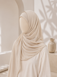 Nude Cream Georgette Hijab for women in Pakistan by hayaandhue