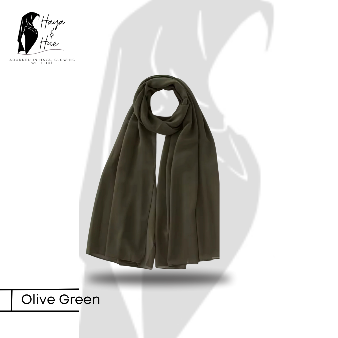 Premium Olive Green Georgette Hijab - Image 2