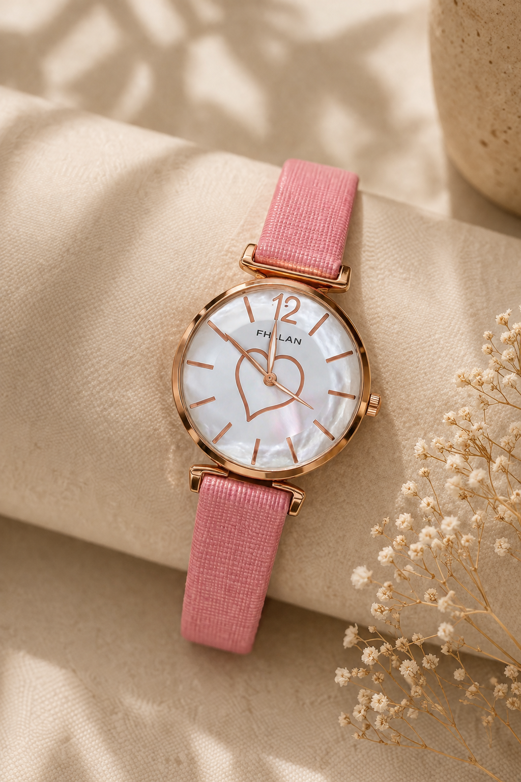 Pink Strap Heart Watch