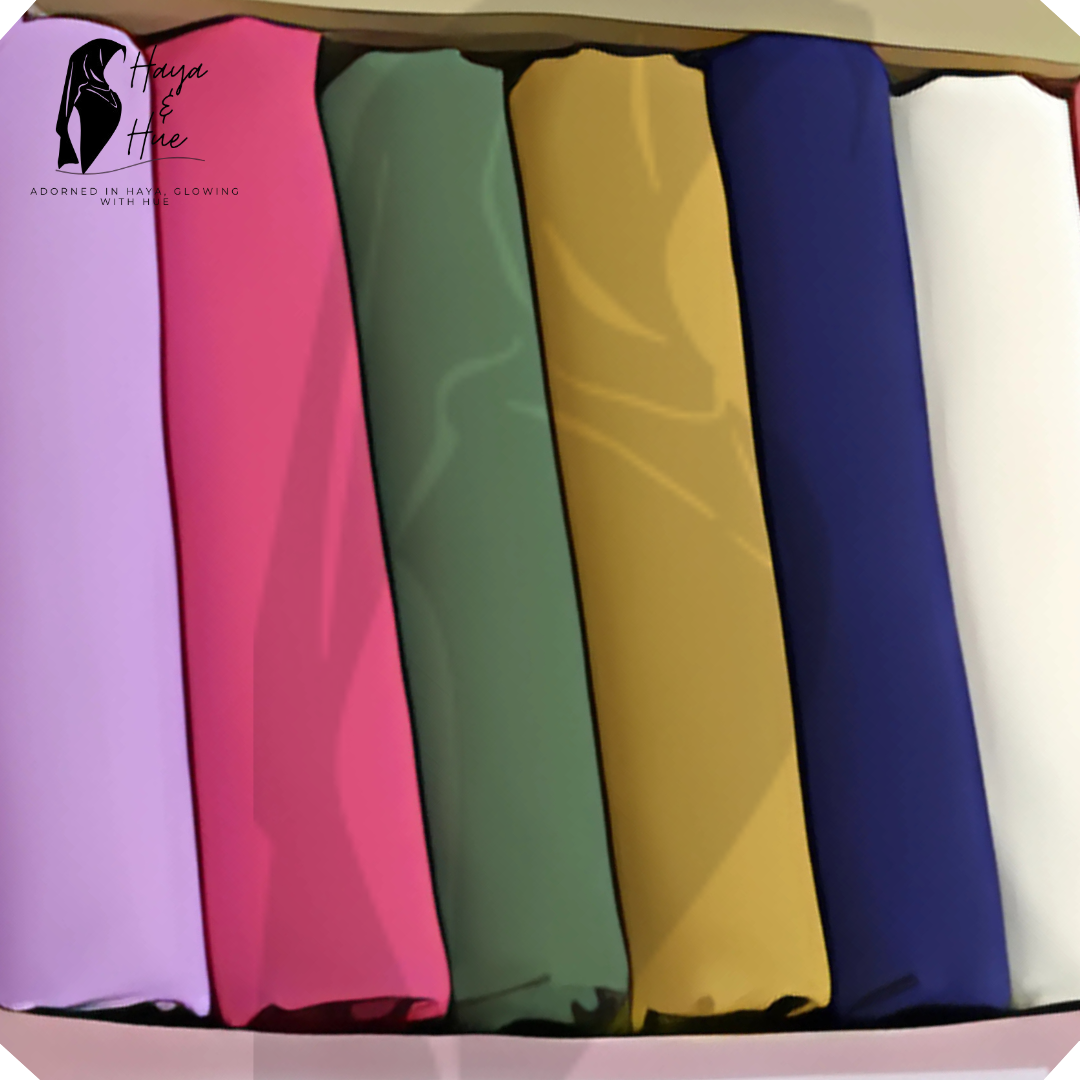 Rainbow Deal hijab colors Mustard Navy Blue Deep Rose