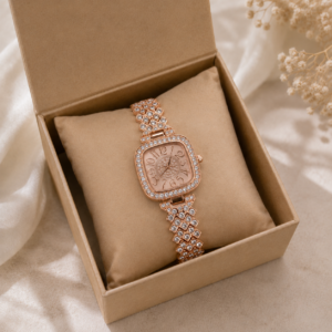 Rose gold square dial watch for women in Pakistan
