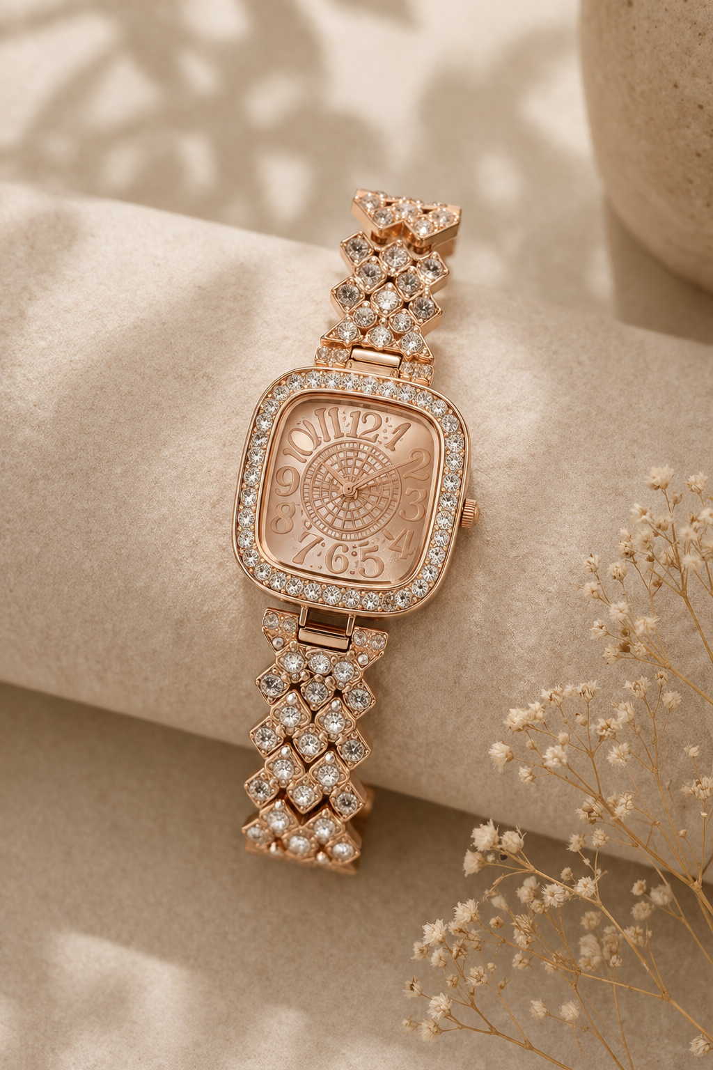 Rose Gold Square Dial Watch