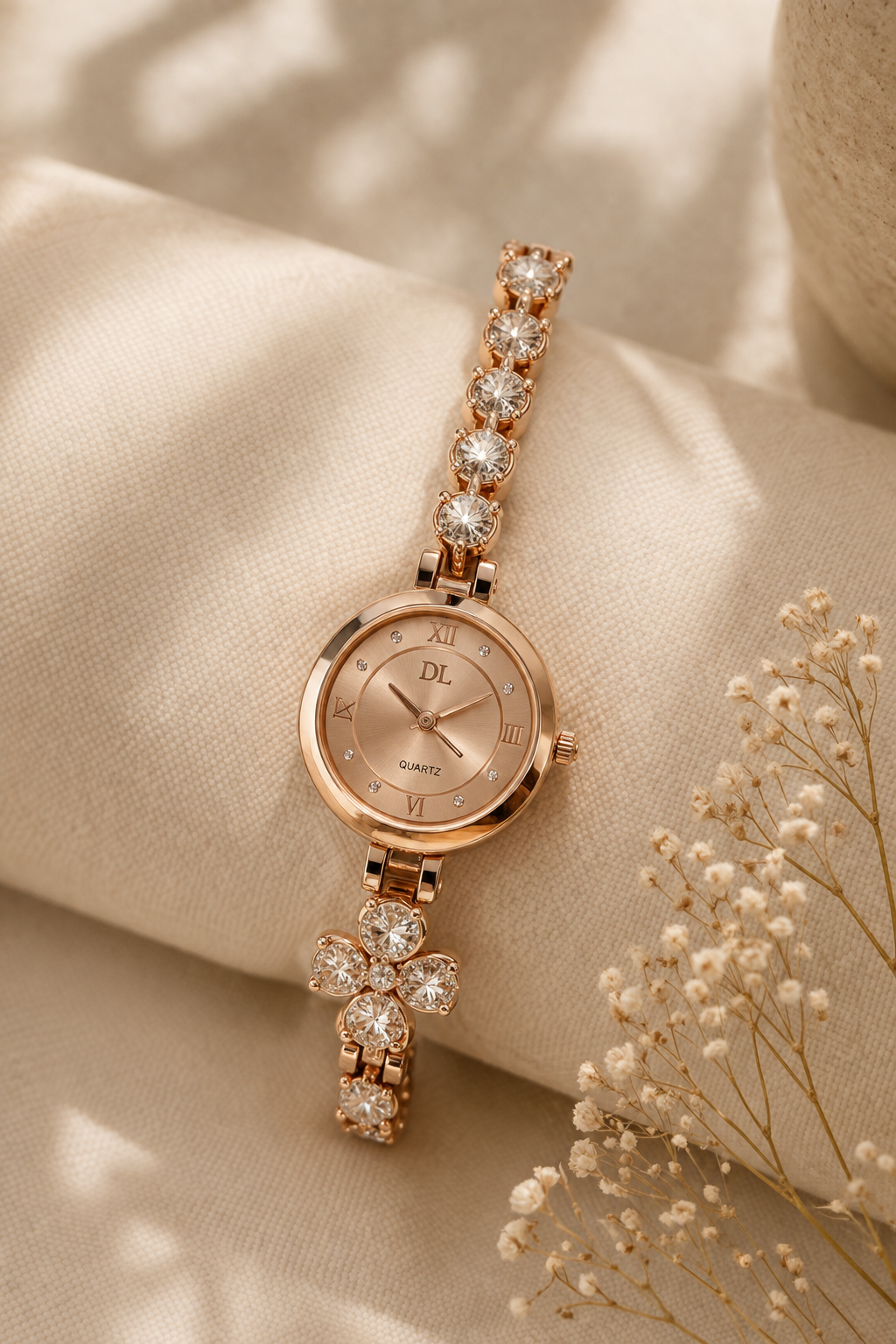 Rose Gold Crystal Jewelry Watch - Image 3
