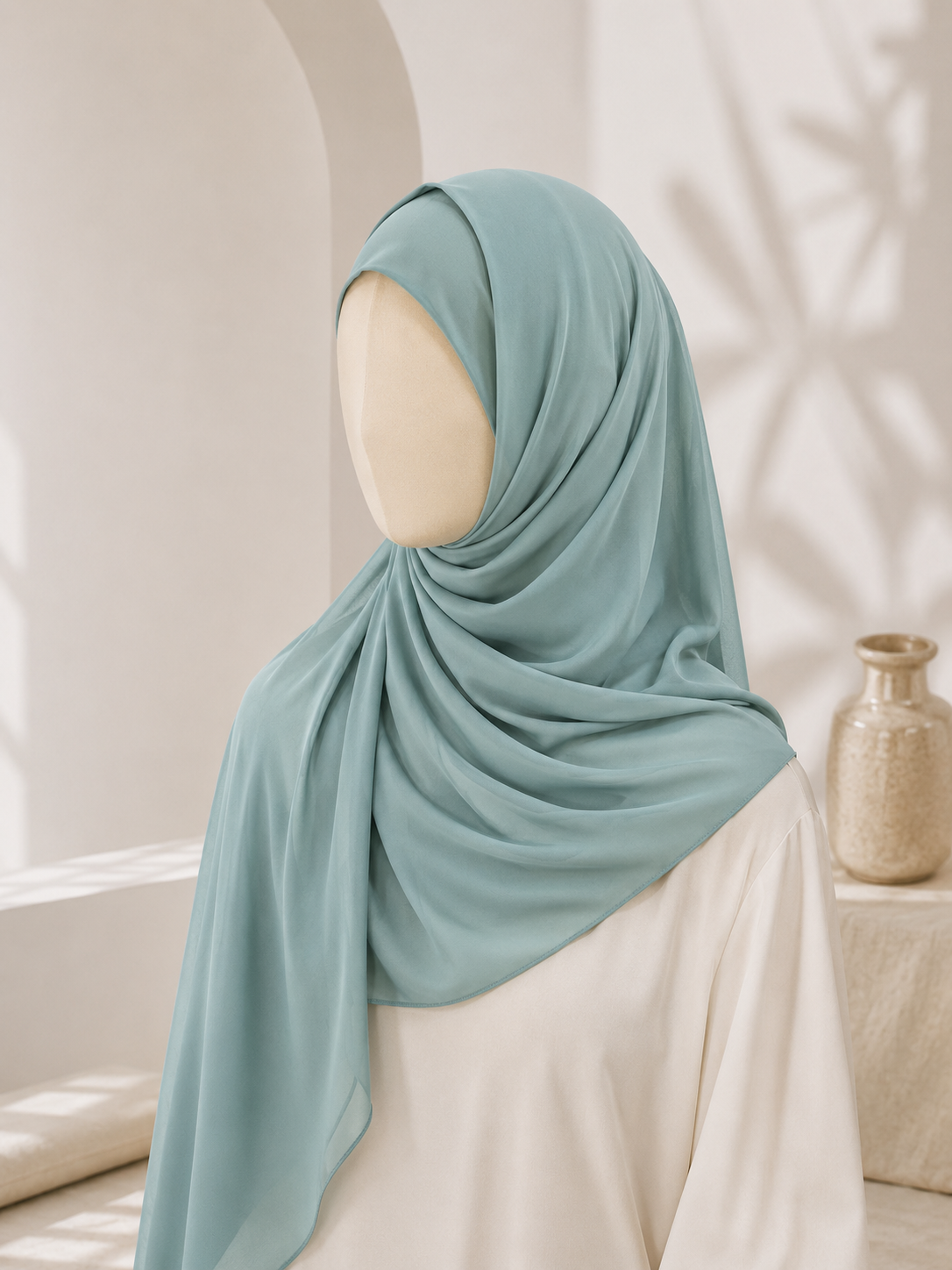 Premium Seafoam Georgette Hijab for women in Pakistan by hayahue