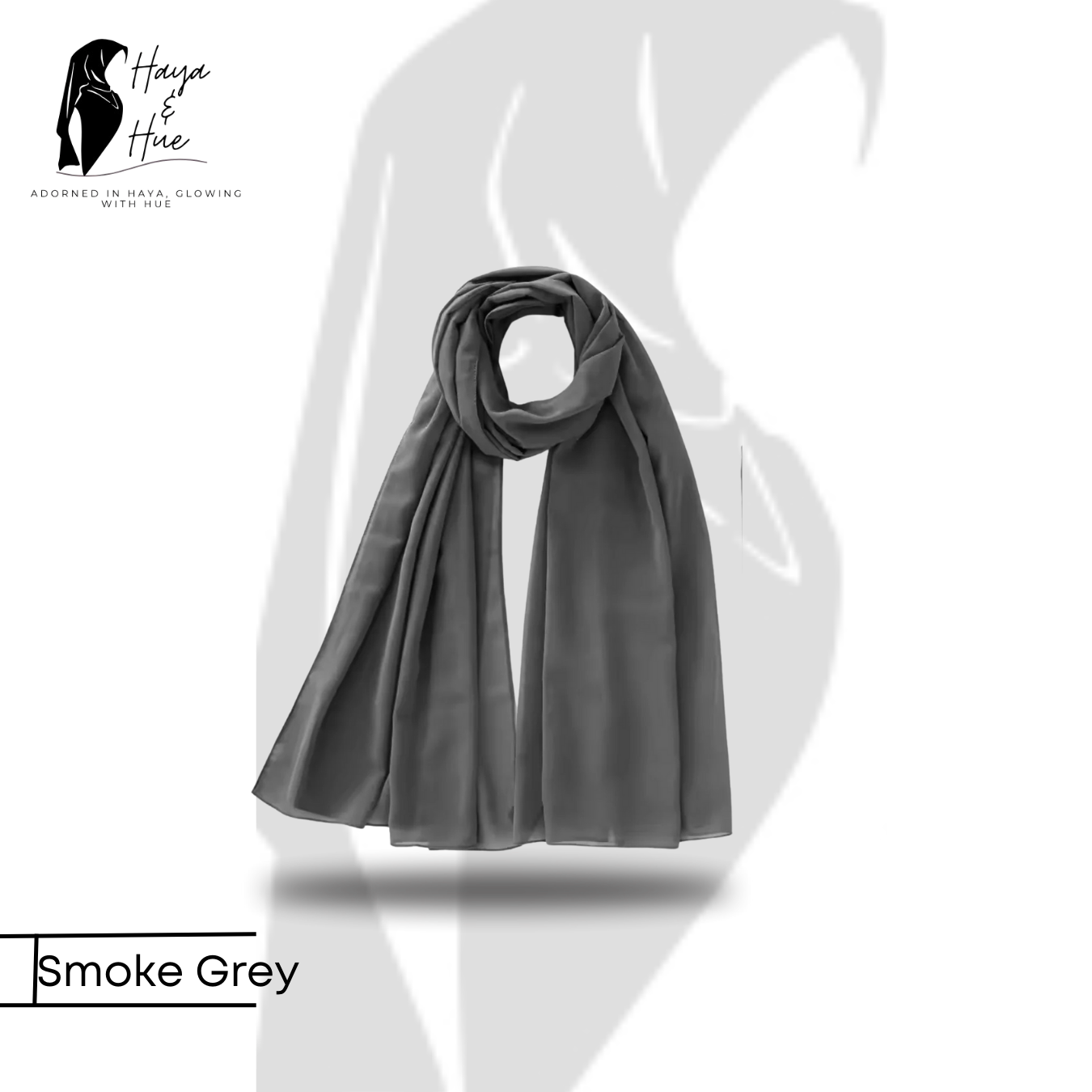 Smoke grey georgette hijab 70x30 inches size for women