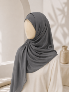 Smoke grey georgette hijab 70x30 inches size for women by hayahue