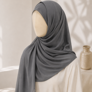 Smoke grey georgette hijab 70x30 inches size for women by hayahue