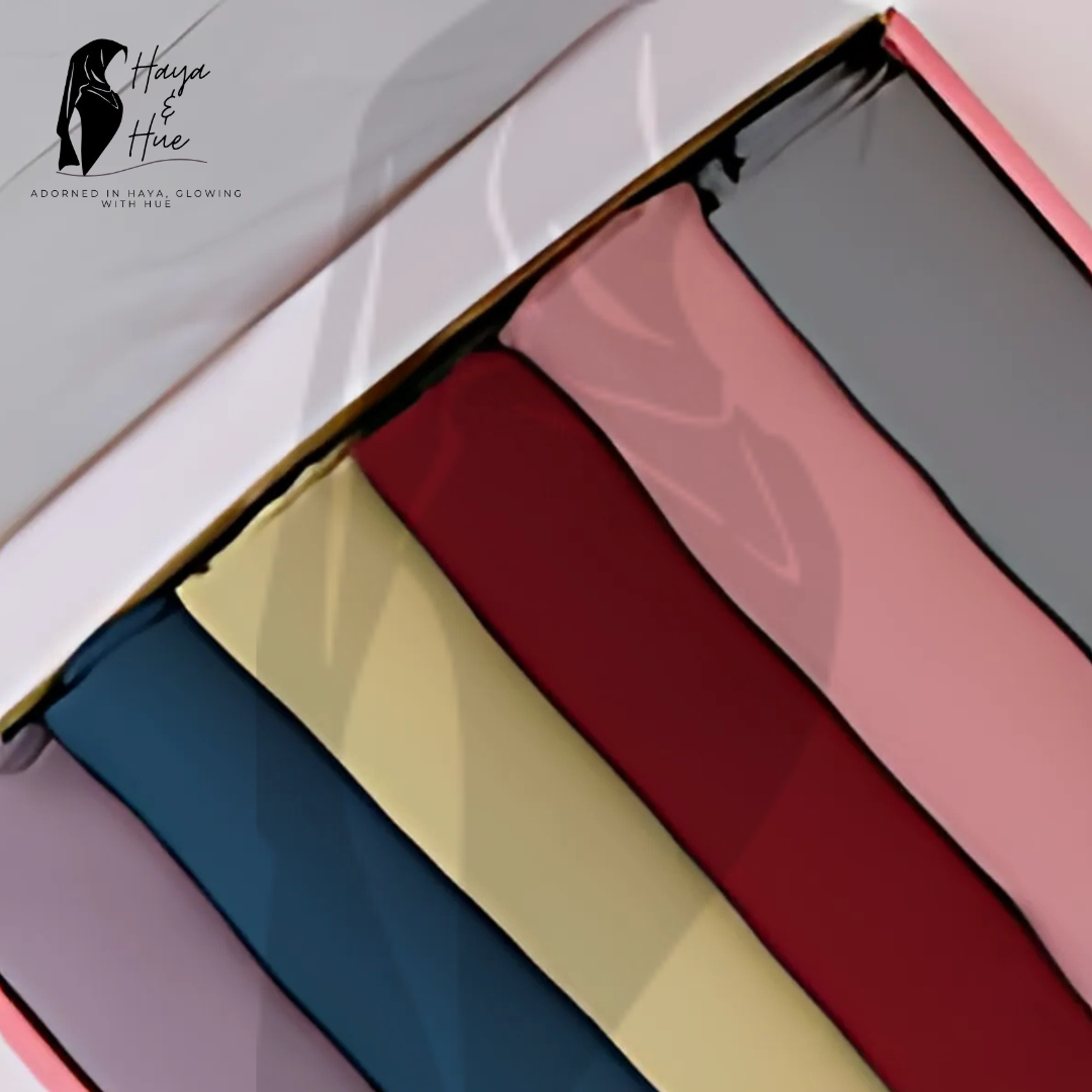 Veloura Deal hijab colors Dark Blue Dark Red Light Yellow