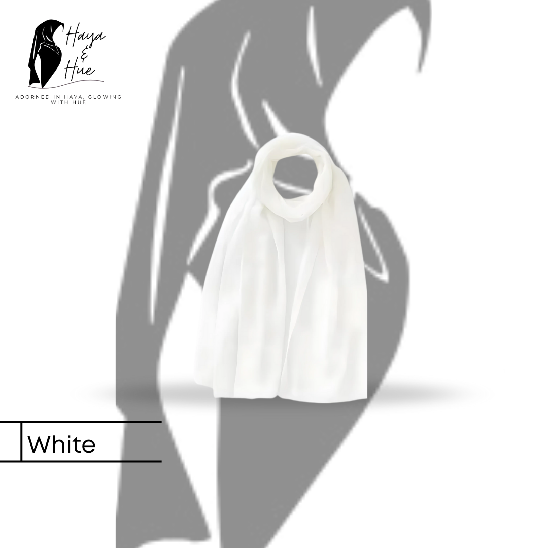 Premium White Georgette Hijab by haya&hue