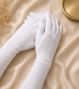 White Modesty Hijab Gloves front view
