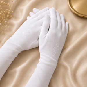 White Modesty Hijab Gloves front view