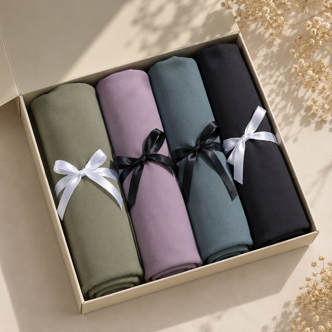Serene Nature Hijab Set – 4 Pcs Georgette Hijab