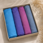 Soft Bliss Hijab Set - sky blue, light purple, dark pink and mint green georgette hijabs